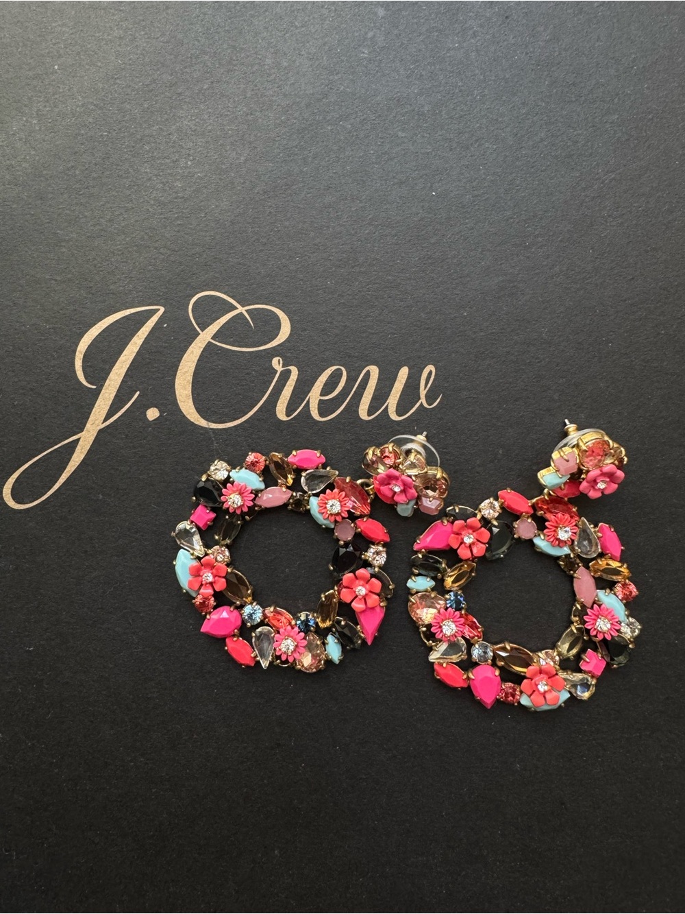 J. Crew colorful floral hoop earrings